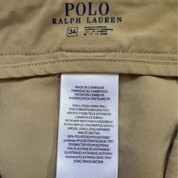 Polo Ralph Lauren Performance Shorts Khaki Golf Preppy Size 34 - Picture 4 of 7